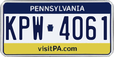 PA license plate KPW4061