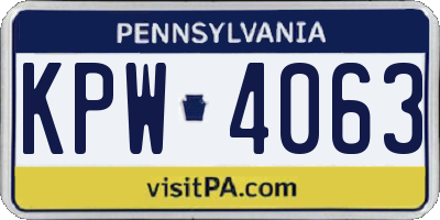 PA license plate KPW4063