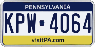 PA license plate KPW4064