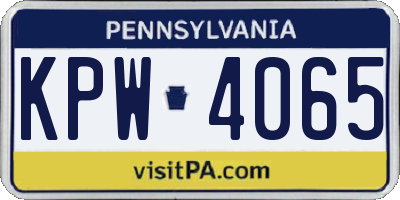 PA license plate KPW4065