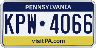 PA license plate KPW4066