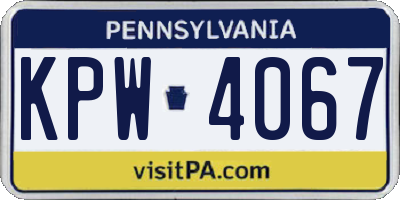 PA license plate KPW4067