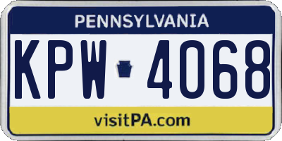 PA license plate KPW4068