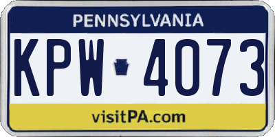 PA license plate KPW4073