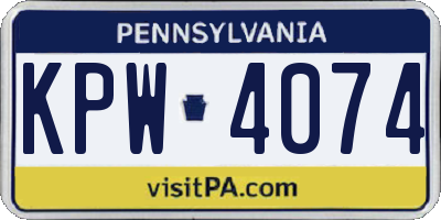 PA license plate KPW4074