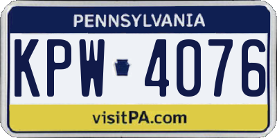 PA license plate KPW4076