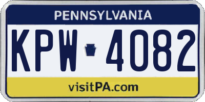 PA license plate KPW4082