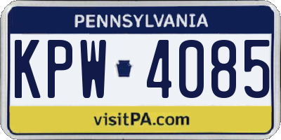 PA license plate KPW4085