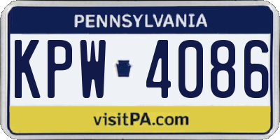 PA license plate KPW4086