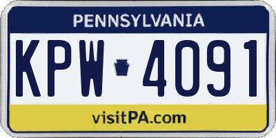 PA license plate KPW4091