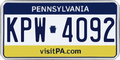 PA license plate KPW4092