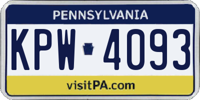 PA license plate KPW4093