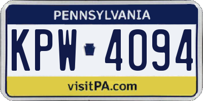 PA license plate KPW4094