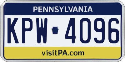 PA license plate KPW4096