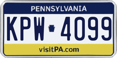 PA license plate KPW4099