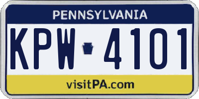 PA license plate KPW4101