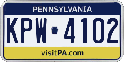 PA license plate KPW4102