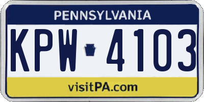 PA license plate KPW4103