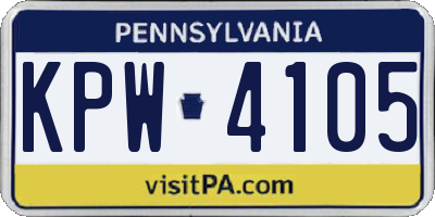 PA license plate KPW4105