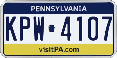 PA license plate KPW4107