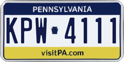 PA license plate KPW4111