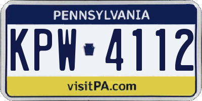 PA license plate KPW4112