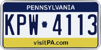 PA license plate KPW4113