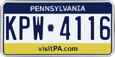 PA license plate KPW4116
