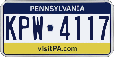 PA license plate KPW4117