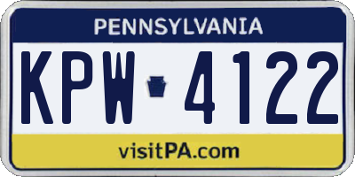 PA license plate KPW4122