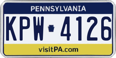 PA license plate KPW4126