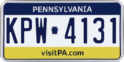 PA license plate KPW4131
