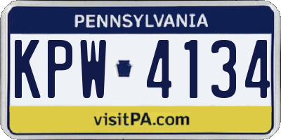 PA license plate KPW4134