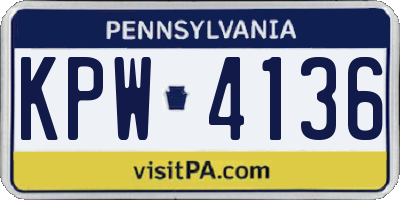 PA license plate KPW4136
