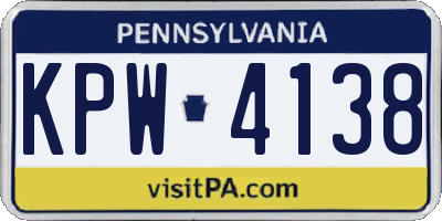 PA license plate KPW4138