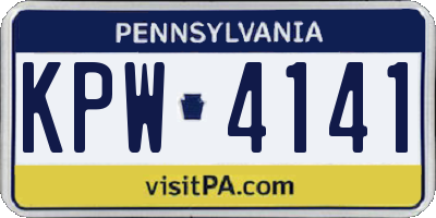 PA license plate KPW4141