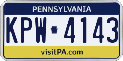PA license plate KPW4143