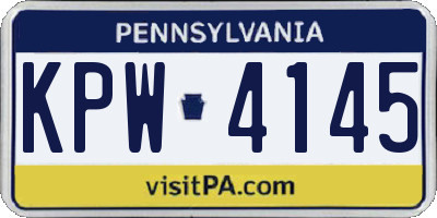 PA license plate KPW4145