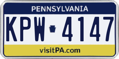 PA license plate KPW4147