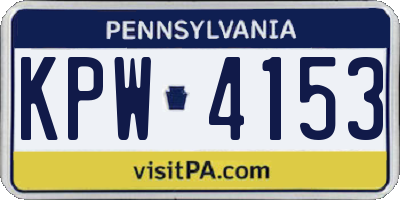 PA license plate KPW4153