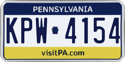 PA license plate KPW4154