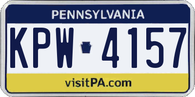 PA license plate KPW4157