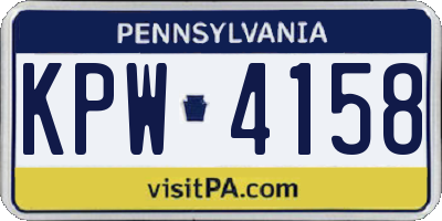 PA license plate KPW4158