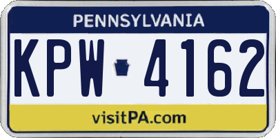 PA license plate KPW4162