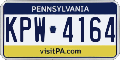 PA license plate KPW4164