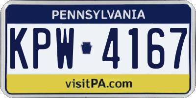 PA license plate KPW4167