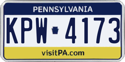 PA license plate KPW4173