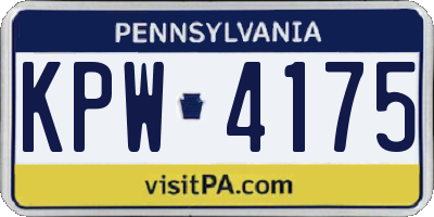 PA license plate KPW4175