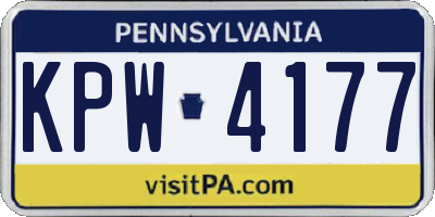 PA license plate KPW4177