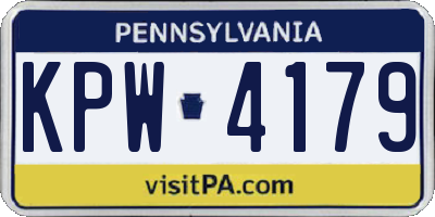 PA license plate KPW4179